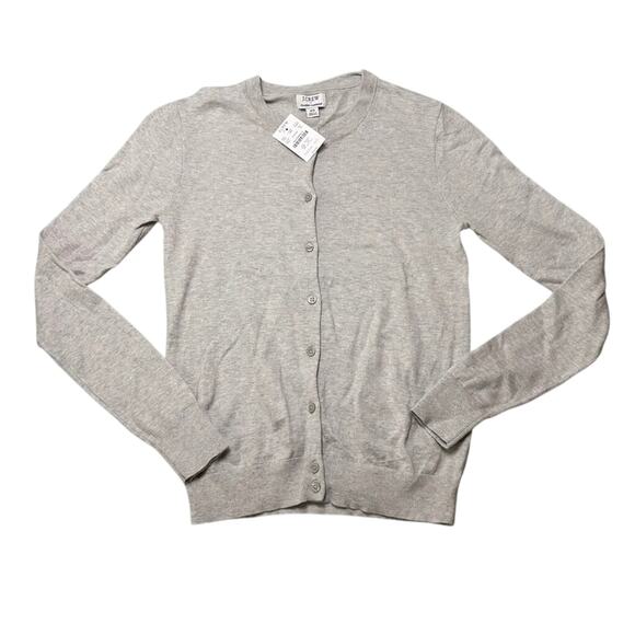 NWT J.Crew Factory Heather Gray Cotton Cardigan XS Lightweight Classic - Picture 3 of 6